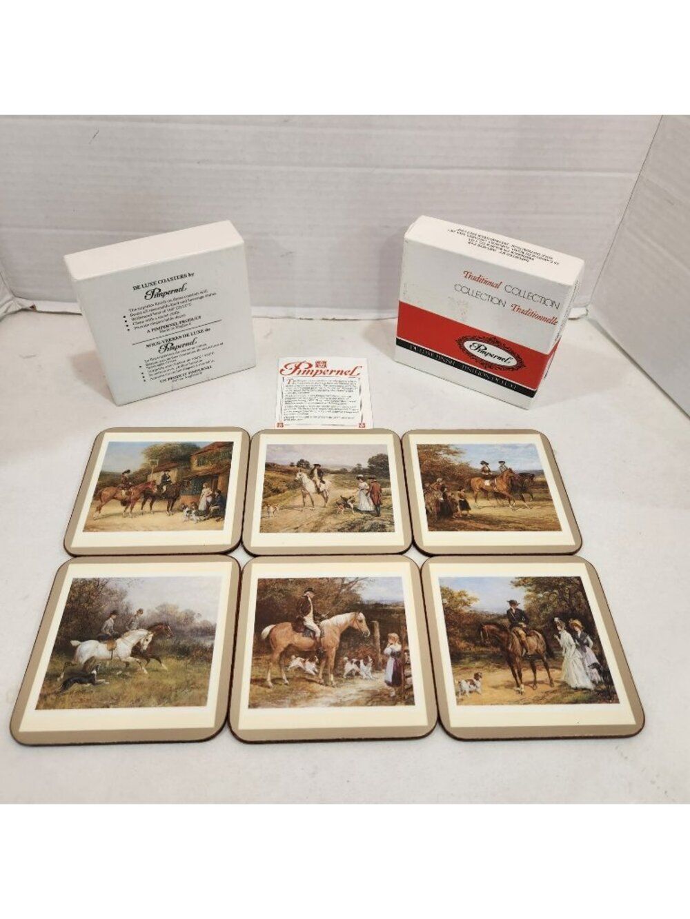 Vintage Pimpernel Cork Backed Coasters Set of 6 Riding Out Series England